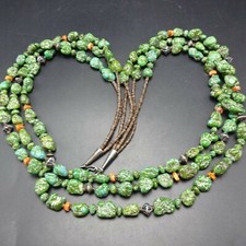 Handmade SONORAN GOLD TURQUOISE 3-Strand NECKLACE Shell Heishi Beads picture