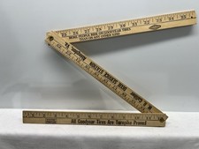 Vintage Tri-Folding Wood Yard Stick Dixie Service Station Virgina Goodyear Tires picture