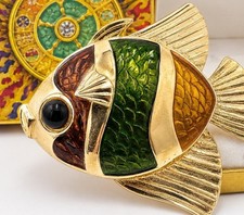 Vintage Estee Lauder Tropical Fish Solid Perfume Compact Complete InnerOuter Box picture