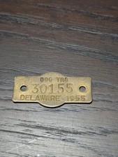 Vintage Dog License Tax Expiration Metal Tag Delaware 1955 30155 picture