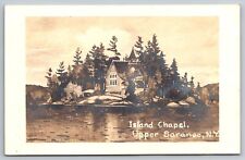 Island Chapel. Upper Saranac, New York Real Photo Postcard RPPC picture