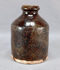 American Philadelphia / Baltimore Dark Brown Glazed Redware Ink Bottle C.1820 picture