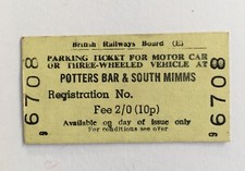 Vintage 1970s British Railways Rail Parking Ticket POTTERS BAR SOUTH MIMMS 6708 picture