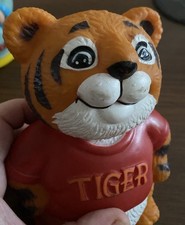 Vintage 1981 Hallmark Shirt Tales Tiger Rubber Squeak Toy Figurine 6 In picture