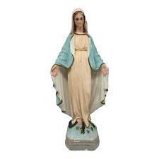 Vintage Virgin Mary Standing On Snake/Devil Serpent 16” Chalkware Figurine Italy picture