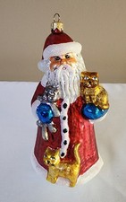 Vintage RADKO 1998 Large Santa CATS AND CLAUS Blown Glass Christmas Ornament picture