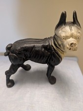 Vintage Cast Iron Boston Terrier Bulldog Dog Doorstop Heavy 9x9 9 lbs picture