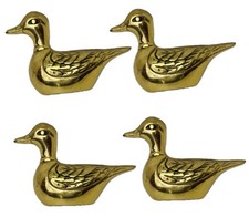 4 Solid Brass Duck Appliqué Knobs / Bolts Furniture Woodworking  1.75”H x 2.5”W picture