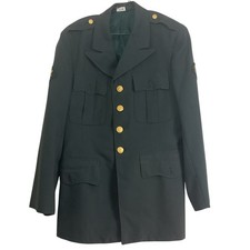Vintage U.S. Army Green Service Dress Uniform Jacket Coat 37R Patches picture