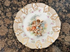 Antique Carl Tielsch CT Germany Cherub Angel Porcelain Cabinet Plate Gold 10” picture