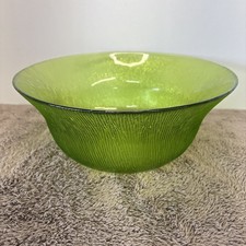 Vintage Indiana Crystal Ice Textured Green Glass 10”  Bowl picture