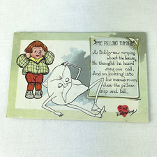 Vintage Tuck's Valentine Postcard Puns Series 13 Boy & Anthropomorphic Pillow picture