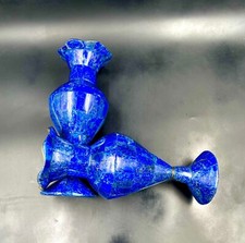 2 Pieces Natural blue lapis lazuli hand crafted flower vases from Baluchistan picture
