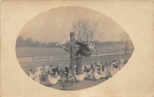 G68/ Occupational RPPC Postcard c1910 Chicken Farmer Egg Basket 4 picture