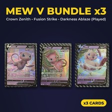 Pokemon Mew V Bundle x3 Crown Zenith 060/159 Fusion Strike 113/264 Dark Ablaze picture