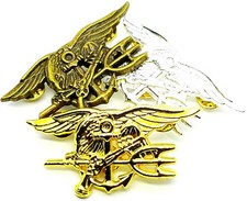 3 US NAVY SEAL Special Team Trident Badge Pins GOLD / SILVER / ANTIQUE 2 3/4