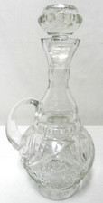 Vintage Oil Cruet Decanter Bottle glass w/ stopper lid 9.5