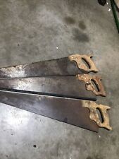Lot of 3 Vintage Disston Hand Saws: D-8 ? with Thumbhole D-20 ? Wheat Handle + picture