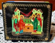 Signed Hand-Painted Russian Lacquer Box • Kholui School Icon, Presentation picture