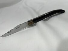 Vintage Laguiole Pocket Knife Horn Handle Guilloche Spring French  Brass Diamon picture