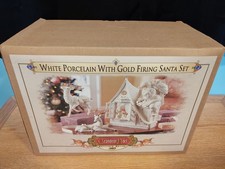 2003 Grandeur Noel White Porcelain With Gold Firing Santa Set picture