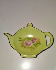 Vintage Lefton China Green Heritage Tea Bag Holder Caddy - Model 12368 - MINT picture