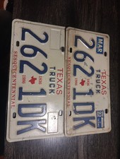 Vtg 1836 1986 TEXAS  PASSENGER  pair LICENSE PLATES  Sesquicentennial picture