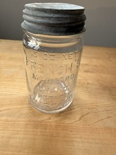 Vintage French’s Medford Brand Prepared Mustard 15 oz. Clear Canning Jar w/ lid picture