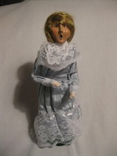 Christmas Byers Choice Carolers 1999 Blonde Woman in Silver Taffeta Dress w/Lace picture