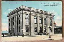 Aberdeen South Dakota Post Office Court House Horse Buggy Vintage Postcard c1910 picture