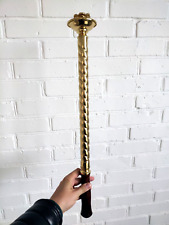 Candlestick Deacon Holders Brass in Hand with Wooden Handle 23,6