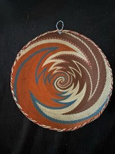 Vintage South African Zulu Telephone Wire Basket Bowl - Vibrant Swirl Wall Art picture