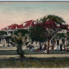 c1900s Phoenix, AZ Indian School Postcard Campus Students Grounds Hand Colored picture
