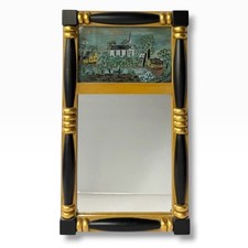 Vintage Rehoboth MA Shady Bend Church Reverse Painted Federal Mirror Eglomise picture