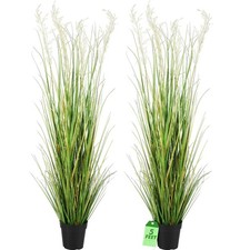 Jexine 2 Pcs 5 Ft Tall Artificial Grass Plant Potted Artificial Greenery Floor picture