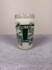 Vintage Illinois Tollway Souvenir Frosted Glass Tumbler Aerial View Travel picture