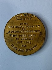 WWI National Society Adequate Defense Gold Medal Flag Country Patriotic 1917 Era picture