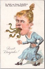 c1910s German NEW YEAR Postcard 