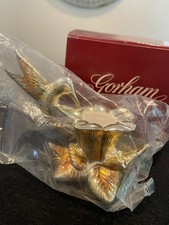 2 Gorham Heritage Silverplate Hummingbird Trumpet Flower Candle Holder NIB Italy picture
