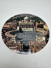 Vintage Round Post Card St. Peter Square 6” Nice picture