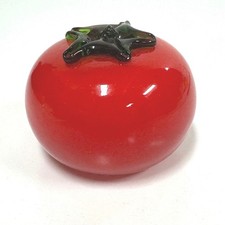 Vintage Red Art Glass Tomato Paperweight Figurine 3 Inch picture