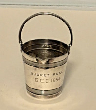 VINTAGE NAPIER ART DECO STYLE SILVER PLATE “BUCKET FULL” 4 OZ COCKTAIL JIGGER picture