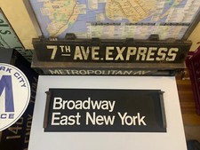 R27/30 NY NYC SUBWAY LARGE ROLL SIGN BROADWAY EAST NEW YORK FULTON CANARSIE BMT picture