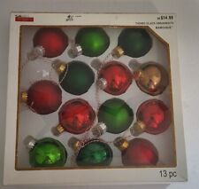 Celebrate It Glass Ball Christmas Ornaments Red/Green/Gold Satin Set Of 13 picture