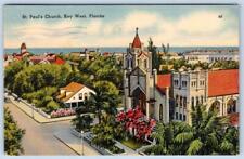 1945 ST PAUL'S CHURCH KEY WEST FLORIDA FL VINTAGE LINEN POSTCARD picture