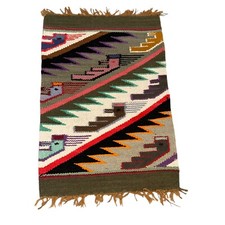 Vintage Peruvian Or Ecuadorian Table Runner Bird Motif Hand Woven Wool 11 X 16 picture