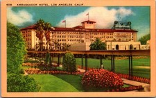 1930s Ambassador Hotel Los Angeles California Garden Scene Postcard picture