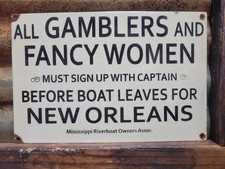 VINTAGE BROTHEL PORCELAIN SIGN RARE OLD GAMBLING RIVER BOAT MISSISSIPPI CASINO picture