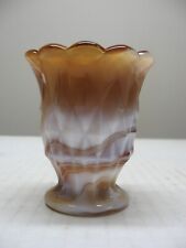 Vintage Imperial Slag Glass Toothpick Holder Caramel End Of Day Swirl picture