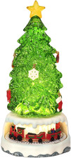 Animated & Lighted & Musical Christmas Ornament Tree Swirling Glitter Globe picture